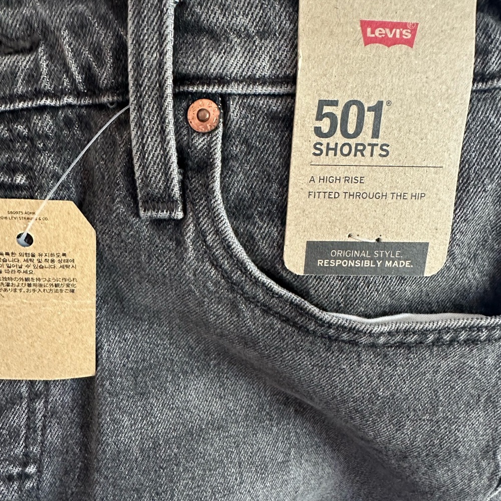 Levi's 501® Original Fit High Rise Denim Shorts Black Size 29 NEW NWT - Picture 7 of 8